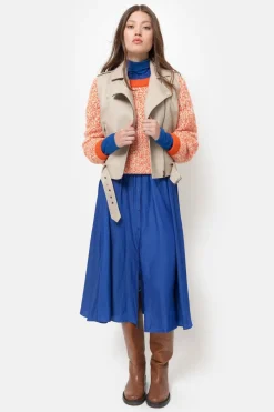 Hot Beige Gebreide Pull Met Effen Boorden Dames Truien & Cardigans