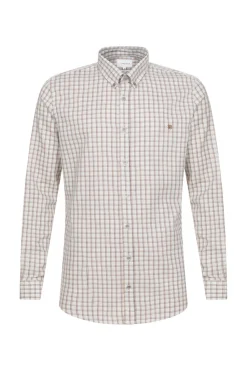 Best Sale Beige Geruit Hemd Met Slim Fit Heren Hemden