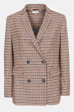 Flash Sale Beige Geruite Double-Breasted Blazer Dames Jassen & Blazers
