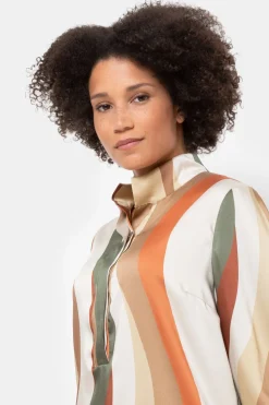 Outlet Beige Gestreepte Jurk Met Lange Mouwen Dames Jurken