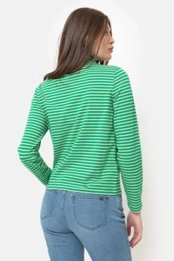 Outlet Beige Gestreepte Sous-Pull Met Rolkraag Dames T-Shirts & Tops