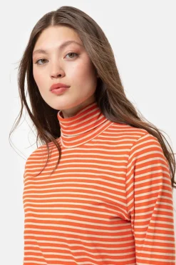 Discount Beige Gestreepte Sous-Pull Met Rolkraag Dames T-Shirts & Tops