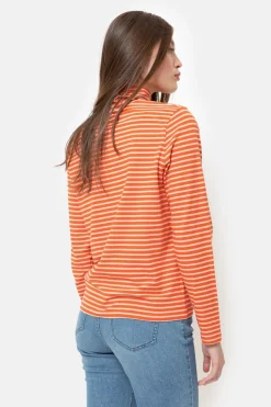 Discount Beige Gestreepte Sous-Pull Met Rolkraag Dames T-Shirts & Tops