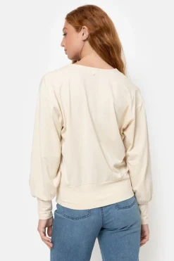 Discount Beige Pull Of Top Met Lange Pofmouwen En V-Hals Dames T-Shirts & Tops