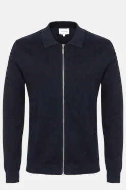 Store Blauwe Cardigan Voor Heren Met Polokraag En Rits Heren Sweaters & Cardigans