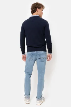 Online Blauwe Slim Fit Jeansbroek Voor Heren Heren Broeken