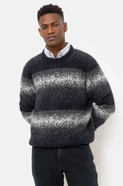 Outlet Blauw-Grijs Gestreepte Sweater Met Ronde Hals Heren Sweaters & Cardigans