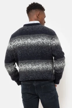 Outlet Blauw-Grijs Gestreepte Sweater Met Ronde Hals Heren Sweaters & Cardigans