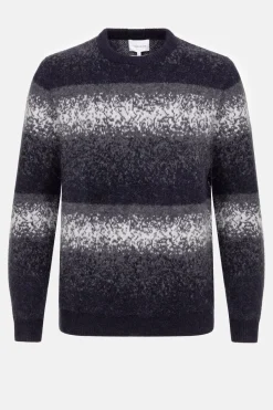 Outlet Blauw-Grijs Gestreepte Sweater Met Ronde Hals Heren Sweaters & Cardigans