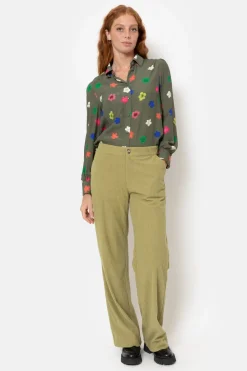 Best Sale Blouse Met Blauw-Roze-Oranje Bloemenprint Dames Blouses