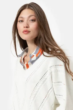 Online Boxy Pull Met Driekwartmouwen En V-Hals Dames Truien & Cardigans