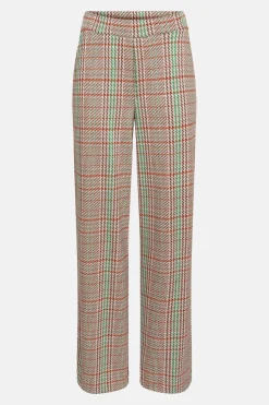Cheap Bruin En Groen Geruite Loose Fit Broek Dames Broeken & Jeans