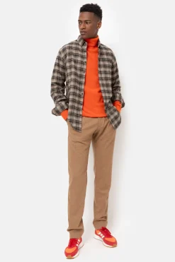 Store Bruin Geruit Regular Fit Herenhemd, Lange Mouwen Heren Hemden