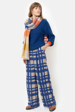 New Bruin Geruite Broek Met Wijde Broekspijpen Dames Broeken & Jeans