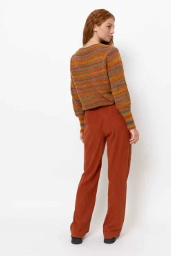 Outlet Bruine Broek Met Wijde, Rechte Fit Dames Broeken & Jeans