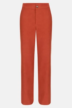 Outlet Bruine Broek Met Wijde, Rechte Fit Dames Broeken & Jeans
