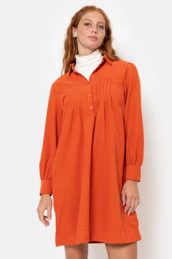Best Sale Bruine Korte Hemdjurk Met Lange Mouwen Dames Jurken