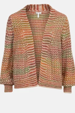 Outlet Bruin-Groen Gestreepte Korte Cardigan Dames Truien & Cardigans