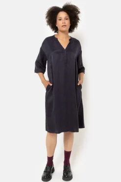 Best Sale Donker E Jurk Met V-Hals En 3/4 Mouwen Dames Jurken