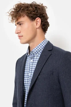 Clearance Donker E Korte Herenblazer Met Krijtstreep Heren Jassen & Blazers
