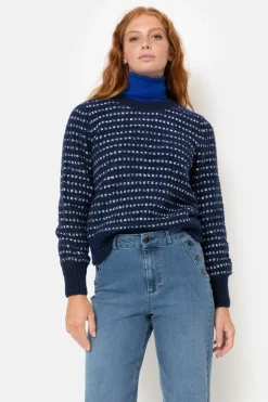 Clearance Donker E Teddy Damespull Met Witte Strepen Dames Truien & Cardigans