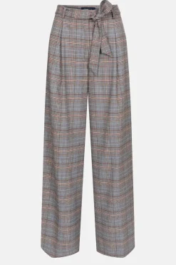 Flash Sale Donkerbruin Geruite Broek Met Wijde Broekspijp Dames Broeken & Jeans