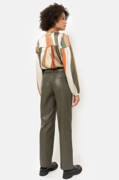 Flash Sale Donkergrijze Tapered Broek Met Lederlook Dames Broeken & Jeans