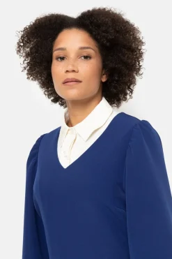 Fashion E A-Lijn Jurk Met Ballonmouwen En V-Hals Dames Jurken