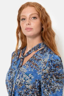 Flash Sale E Blouse Met Strik En Grijze Bloemenprint Dames Blouses