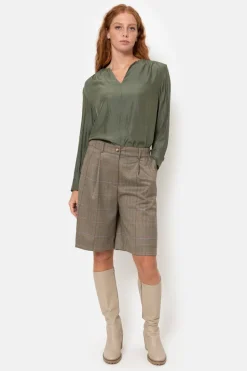 Best Sale E Dames Short Met Ruiten En Bandplooi Dames Broeken & Jeans