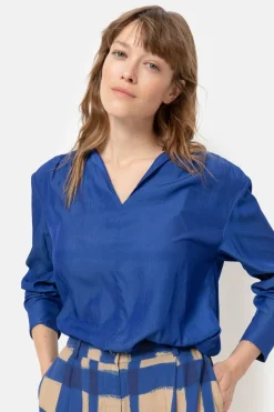 Best E Damesblouse Met Smock En Lange Mouw Dames Blouses