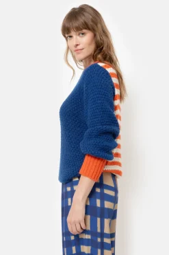 Shop E Effen Pull Met Ecru-Oranje Gestreepte Rug Dames Truien & Cardigans