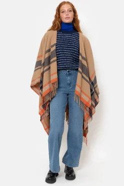 Store E Poncho Met Blauw-Oranje Strepen Dames Accessoires