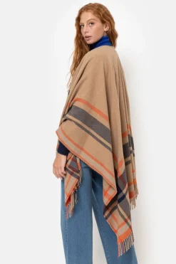 Store E Poncho Met Blauw-Oranje Strepen Dames Accessoires