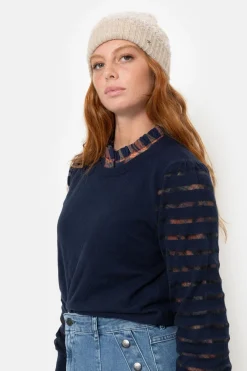 Sale E Pull Met Lange Semitransparante Mouwen Dames Truien & Cardigans
