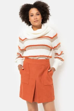 Hot Ecru Pull Met Brede Rolkraag En E Strepen Dames Truien & Cardigans