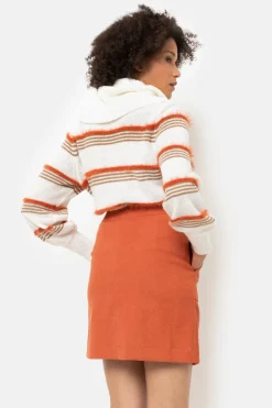 Hot Ecru Pull Met Brede Rolkraag En E Strepen Dames Truien & Cardigans