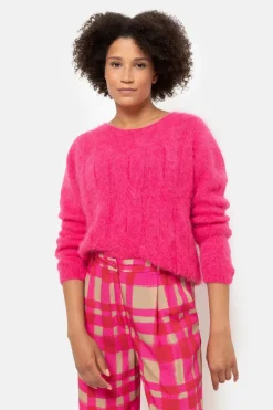 Best Sale Fuchsia-Bruin Geruite Broek Met Wijde Broekspijp Dames Broeken & Jeans