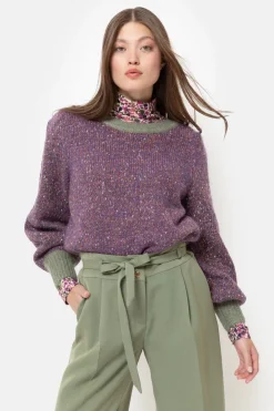 Clearance Gebreide E Damespull Met Kaki Boorden Dames Truien & Cardigans