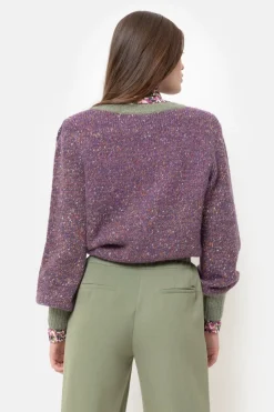 Clearance Gebreide E Damespull Met Kaki Boorden Dames Truien & Cardigans