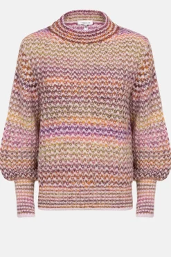 Best Gebreide E Pull Met Bruin-Oranje Strepen Dames Truien & Cardigans