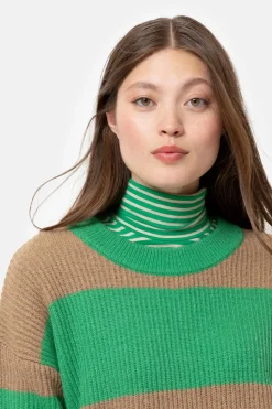 Store Gebreide Pull Met Bruine Color Blocks Dames Truien & Cardigans