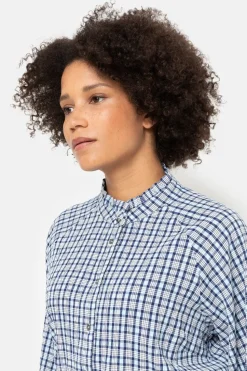 Store Geruit Bloesje Met Volantkraag Dames Blouses