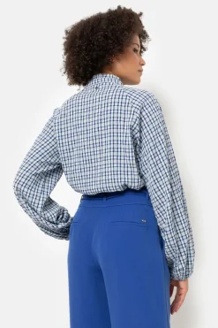 Store Geruit Bloesje Met Volantkraag Dames Blouses