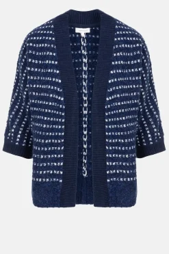 Clearance Gilet Met Ecru Strepen En 3/4 Mouwen Dames Truien & Cardigans