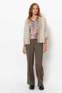 New Gilet Met Ecru Strepen En 3/4 Mouwen Dames Truien & Cardigans