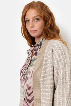 New Gilet Met Ecru Strepen En 3/4 Mouwen Dames Truien & Cardigans