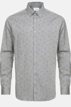 New Grijs Slim Fit Herenhemd Met E Print Heren Hemden