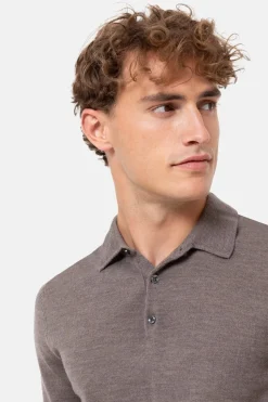 Discount Grijze Mannentrui Met Polokraag En Knopen Heren Sweaters & Cardigans