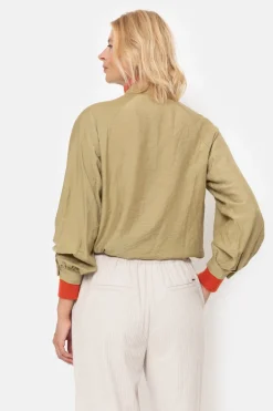 Hot Groene Blouse Met Overslag En Broderie Dames Blouses